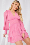 Shirred Waist Tiered Dress