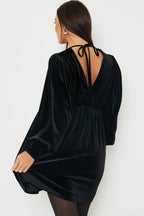 Black Velvet Smock Mini Dress