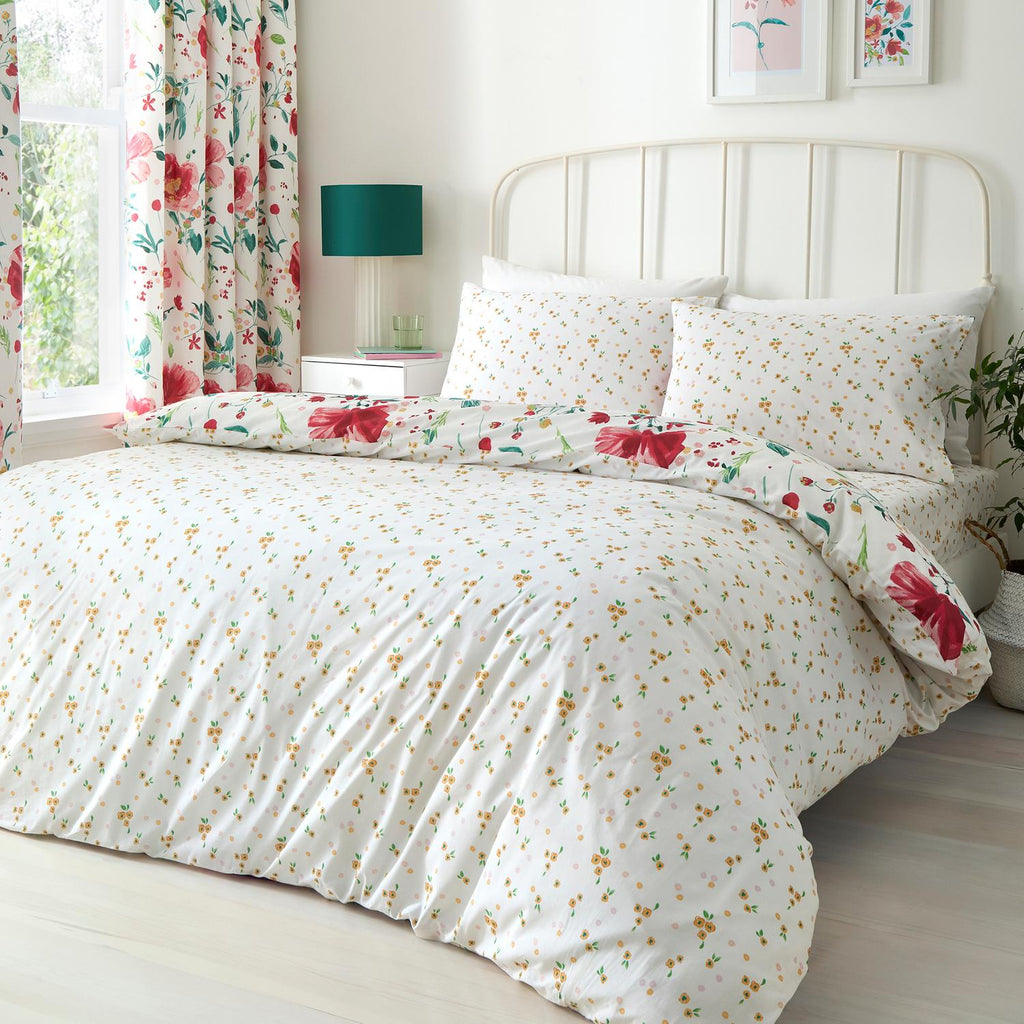 Abstract Poppy Red Reversible Duvet Set