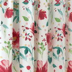 Abstract Poppy Red Lined Pencil Pleat Curtains