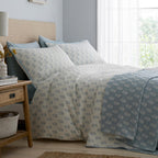 Block Floral Trellis Blue Duvet Set