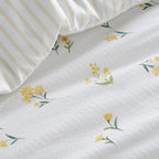 Ditsy Floral Yellow Reversible Seersucker Duvet Set