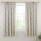 Edena Deco Floral Natural Pencil Pleat Curtains