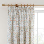 Edena Deco Floral Natural Pencil Pleat Curtains