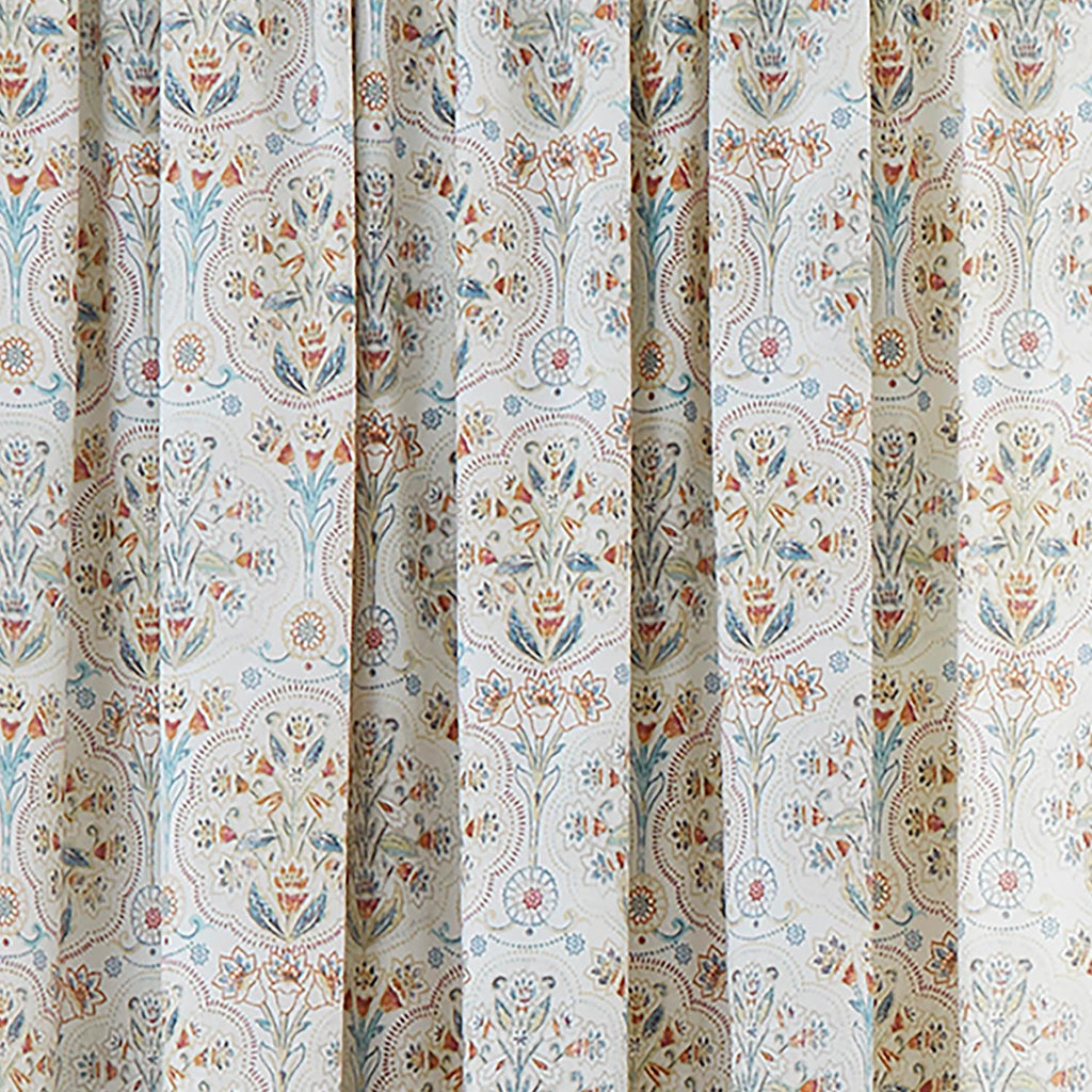 Edena Deco Floral Natural Pencil Pleat Curtains