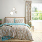 Edena Deco Floral Natural Pencil Pleat Curtains