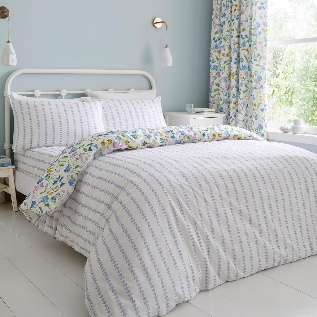 Sweet Pea Floral 100% Cotton Reversible Duvet Set