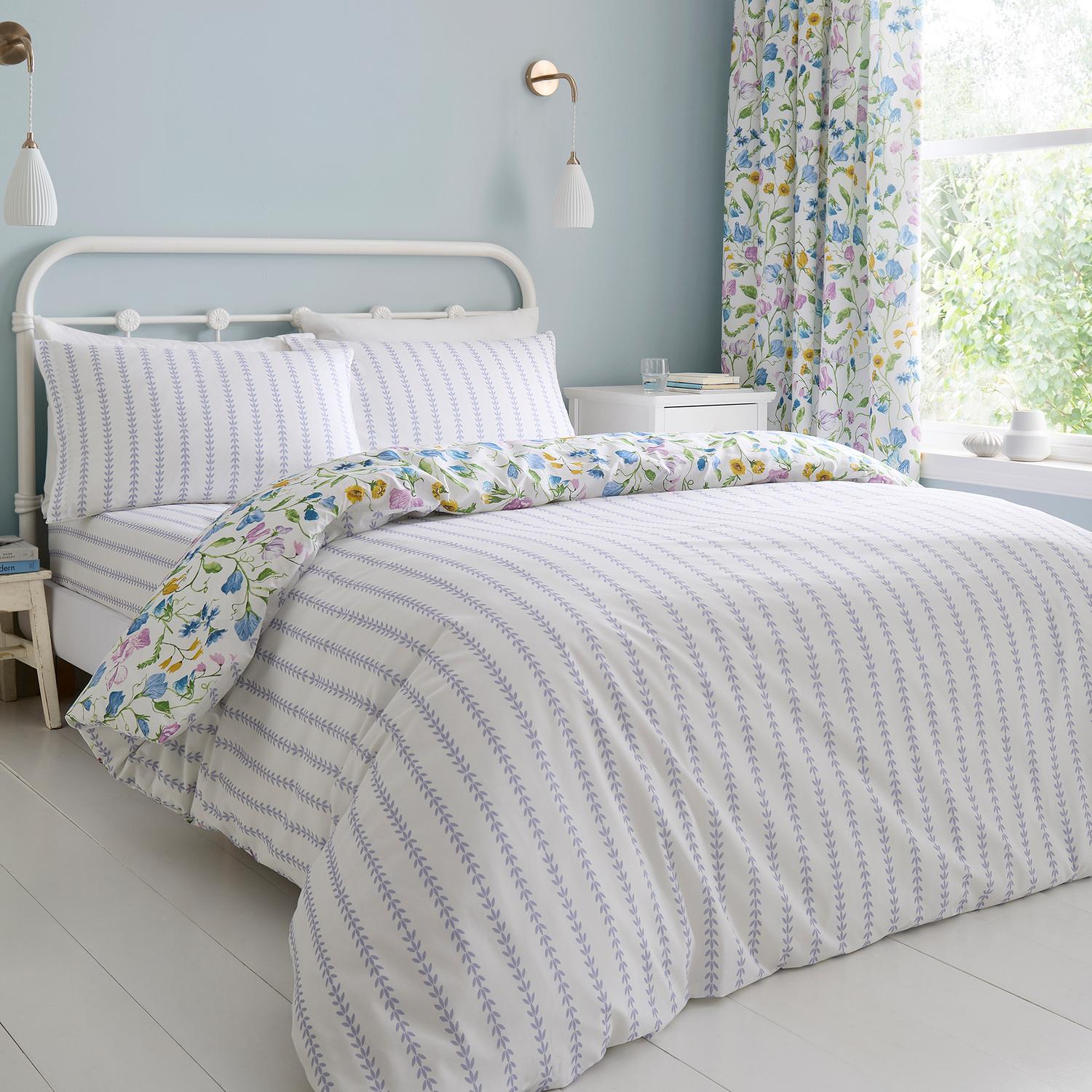 Sweet Pea Floral 100% Cotton Reversible Duvet Set