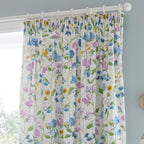 Sweet Pea Floral Cotton Pencil Pleat Curtains