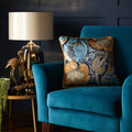 Laurence Llewelyn-Bowen Down the Dilly Ochre/Blue Velvet Cushion (43cm x 43cm)