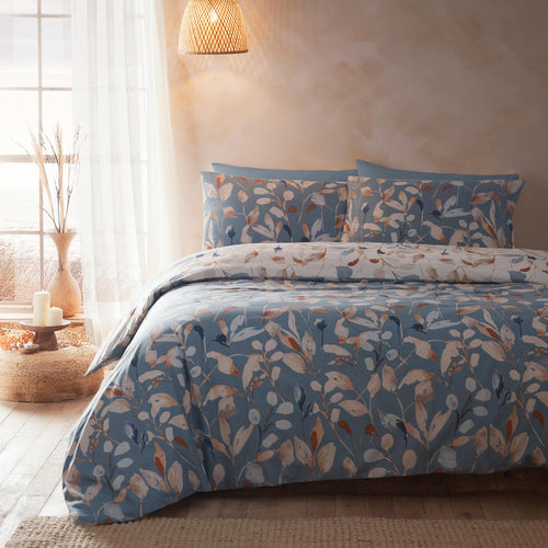 Anya Blue Leaf Reversible Duvet Set