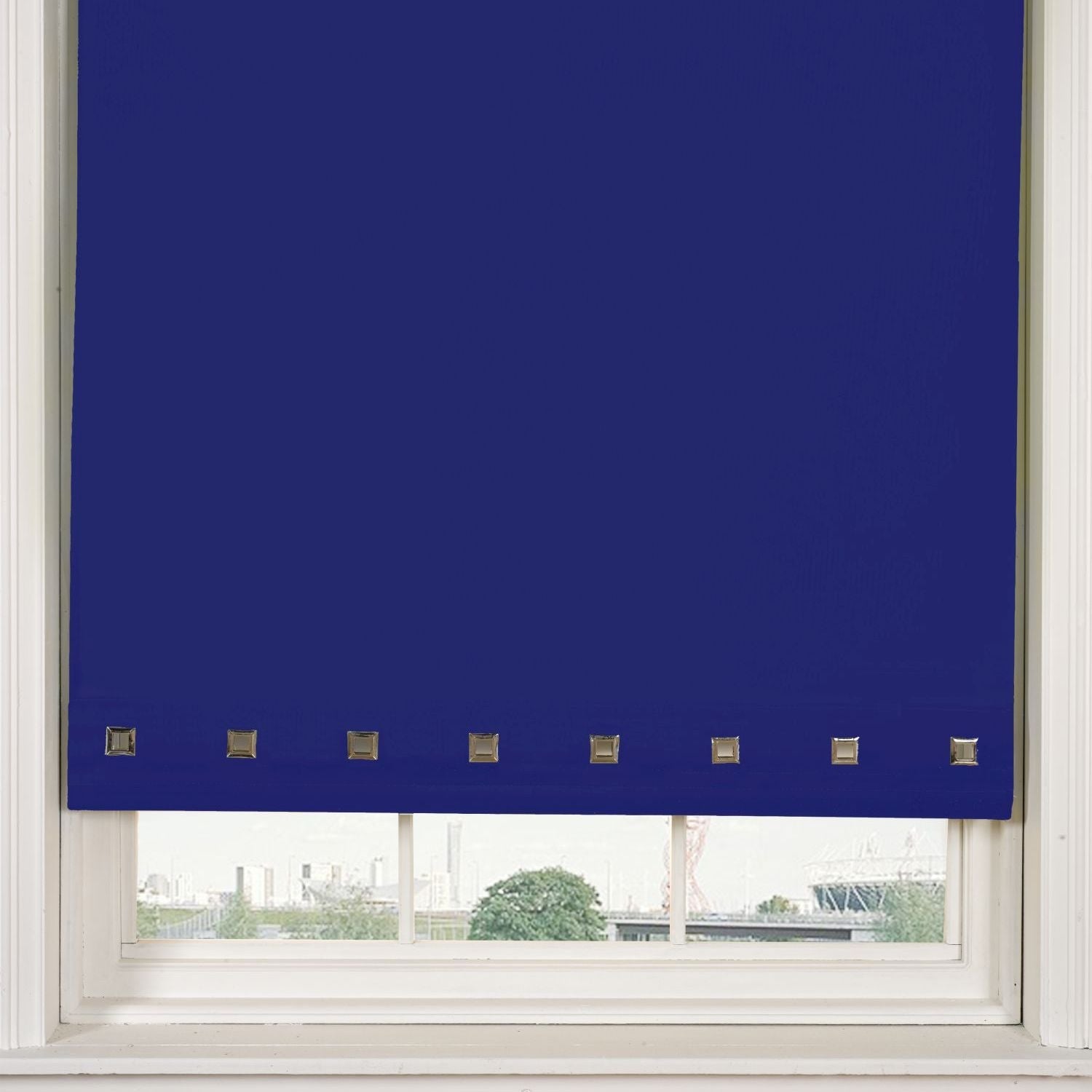 Royal Blue Square Eyelet Roller Blind