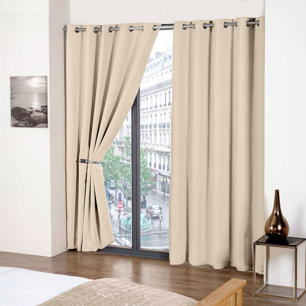Cali Latte Thermal Blackout Eyelet Curtains