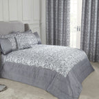 Eden Silver Embellished Jacquard Quilted Bedspread Set
