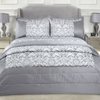 Eden Silver Embellished Jacquard Quilted Bedspread Set