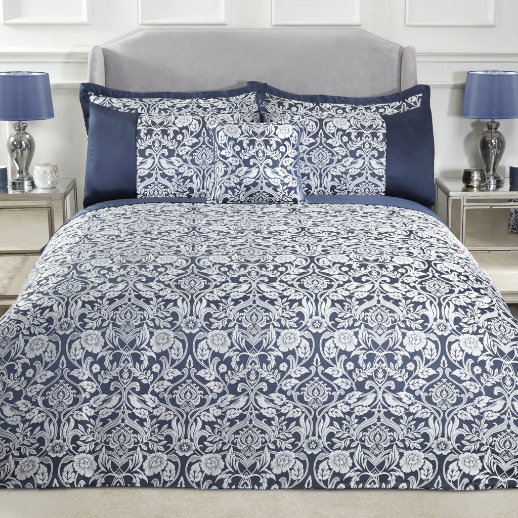 Eden Navy Embellished Jacquard Duvet Set