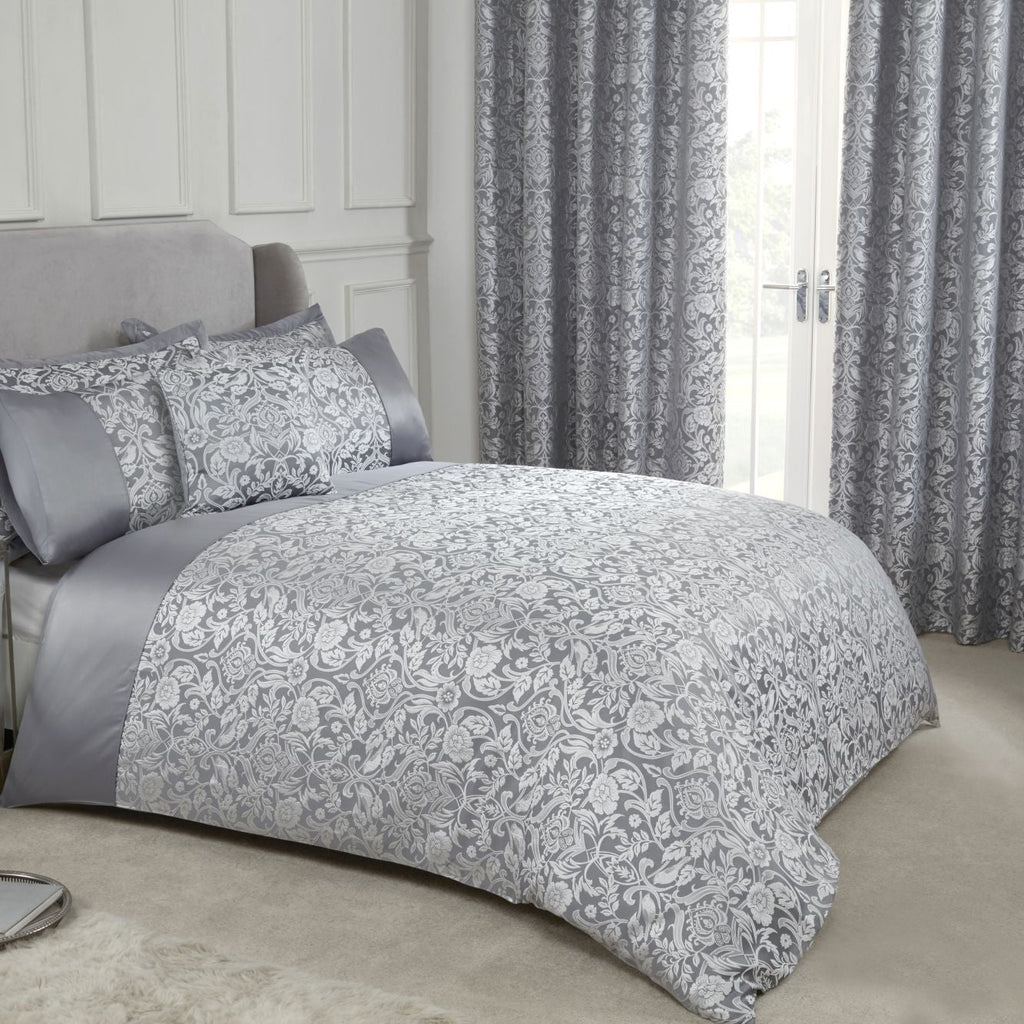 Eden Silver Embellished Jacquard Duvet Set
