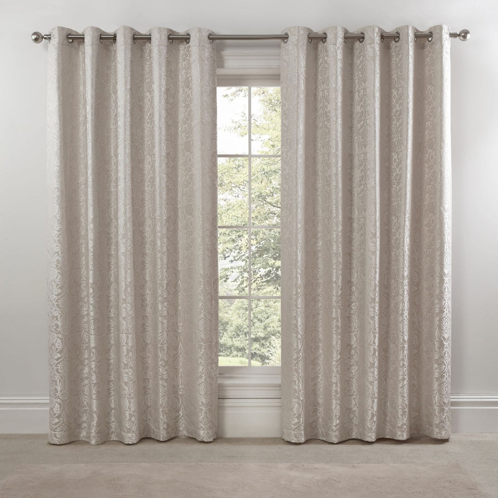 Eden Cream Lined Eyelet Jacquard Curtains