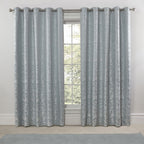 Eden Duck Egg Lined Eyelet Jacquard Curtains