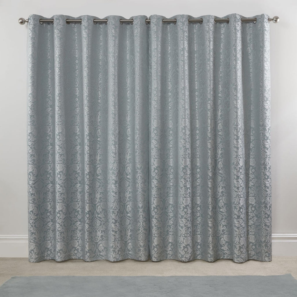 Eden Duck Egg Lined Eyelet Jacquard Curtains