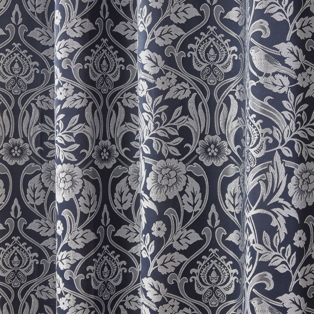 Eden Navy Lined Eyelet Jacquard Curtains