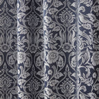 Eden Navy Lined Eyelet Jacquard Curtains