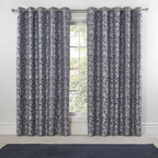 Eden Navy Lined Eyelet Jacquard Curtains