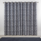 Eden Navy Lined Eyelet Jacquard Curtains