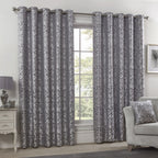 Eden Silver Lined Eyelet Jacquard Curtains