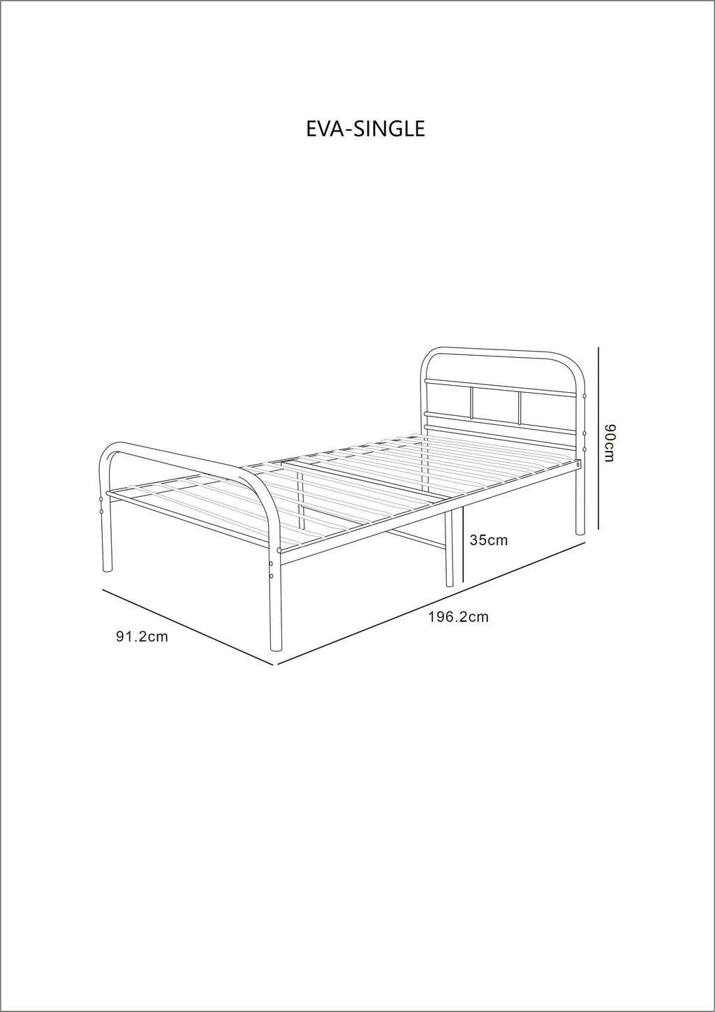 Eva Black Metal Bed Frame with Curved Headboard