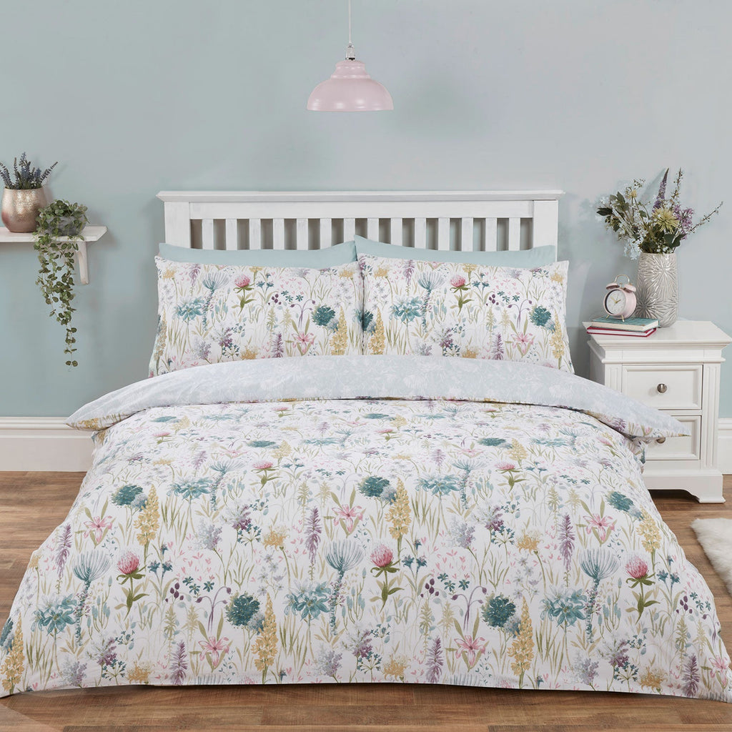 Ella Duck Egg Botanical Supersoft Duvet Set