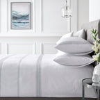 Embroidered Band White 200 Thread Count 100% Cotton Duvet Set