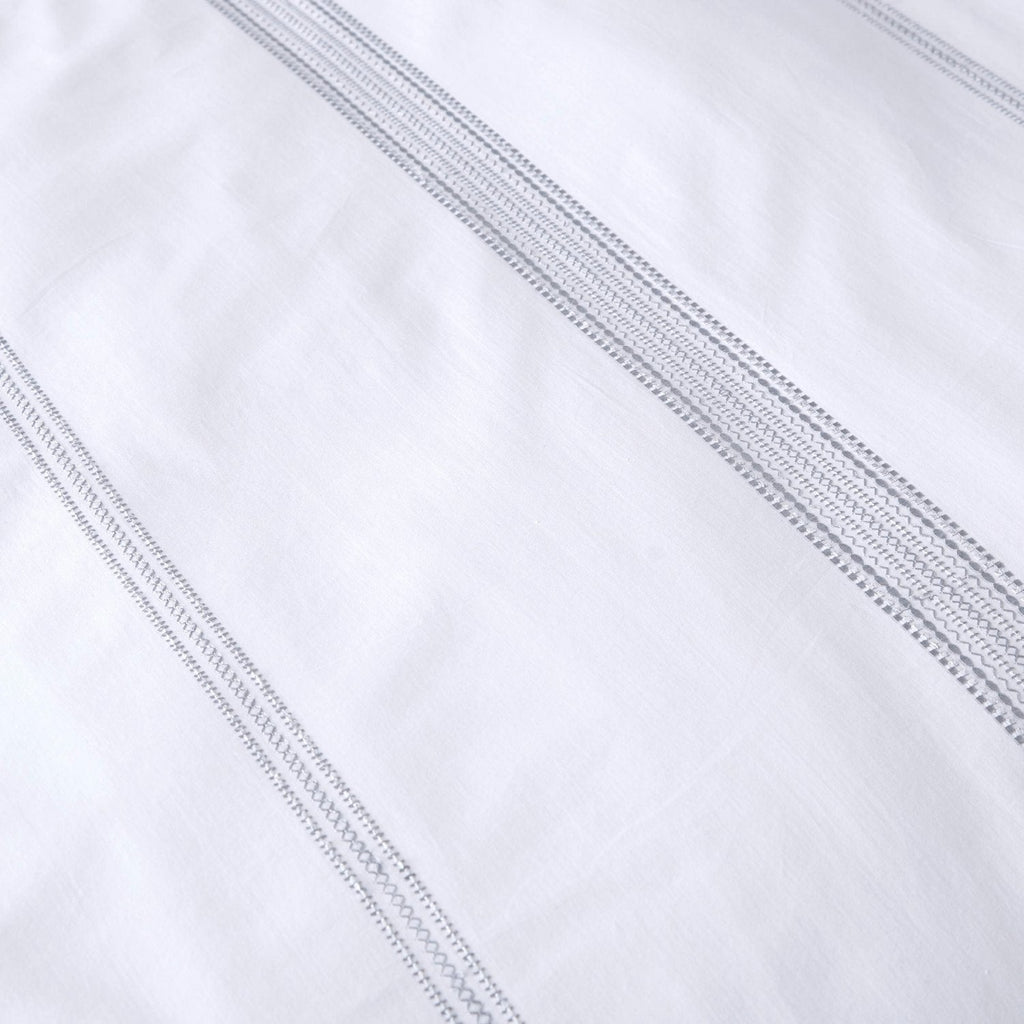 Embroidered Band White 200 Thread Count 100% Cotton Duvet Set