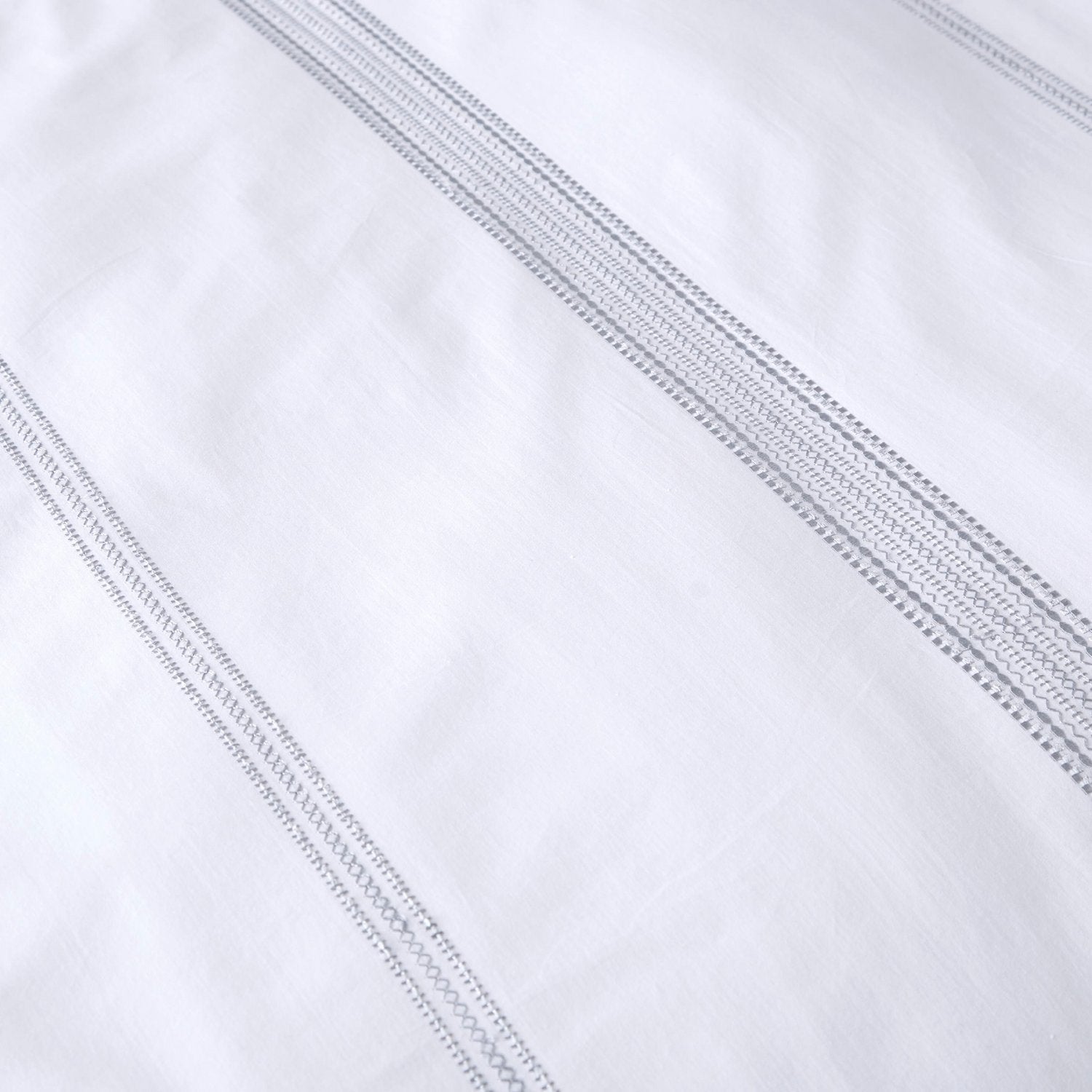 Embroidered Band White 200 Thread Count 100% Cotton Duvet Set