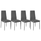 Set of 4 Grey PU Leather Dining Chairs