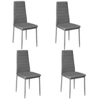 Set of 4 Grey PU Leather Dining Chairs