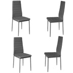 Set of 4 Grey PU Leather Dining Chairs