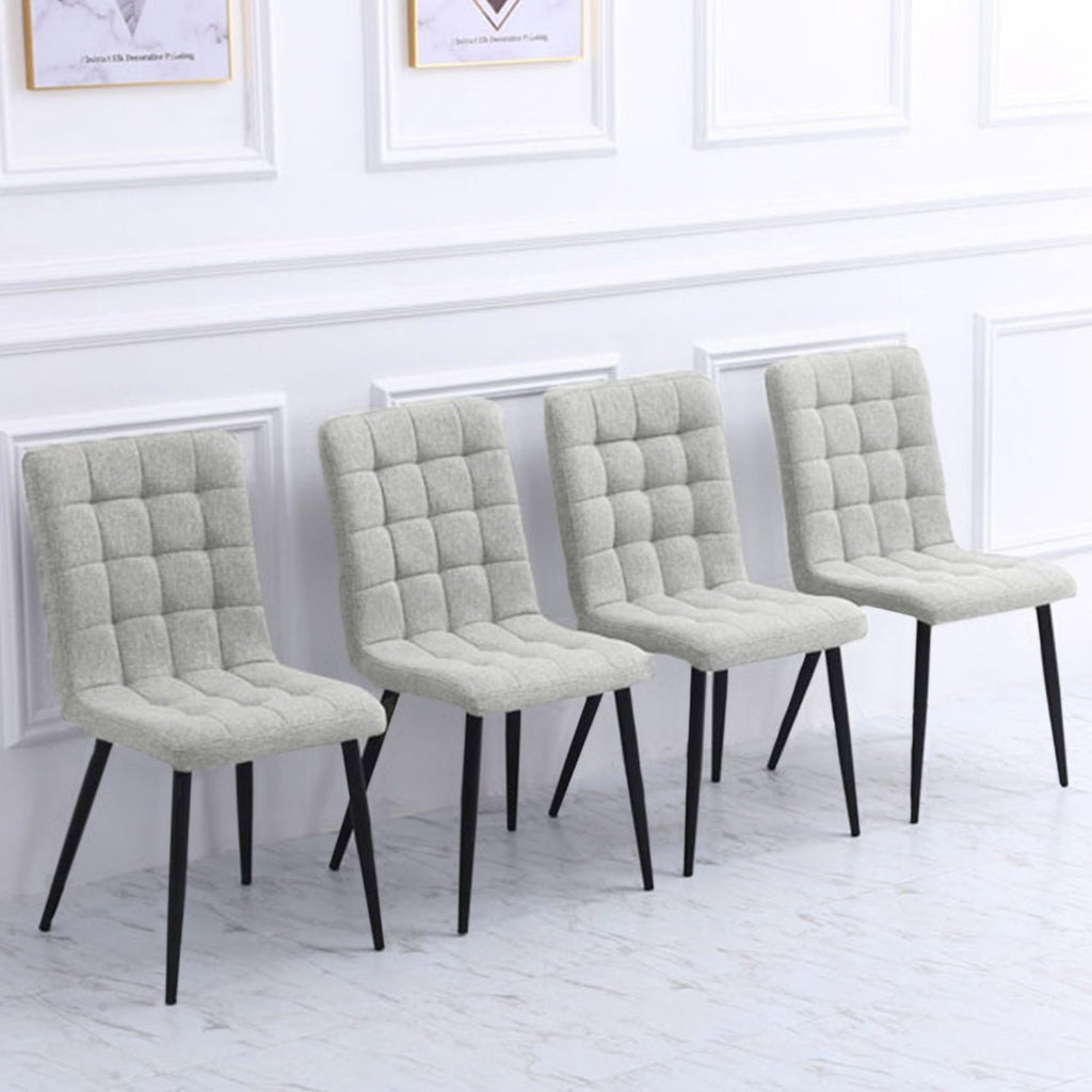 Set of 4 Linen Velvet Armless Dining Chairs