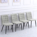 Set of 4 Linen Velvet Armless Dining Chairs