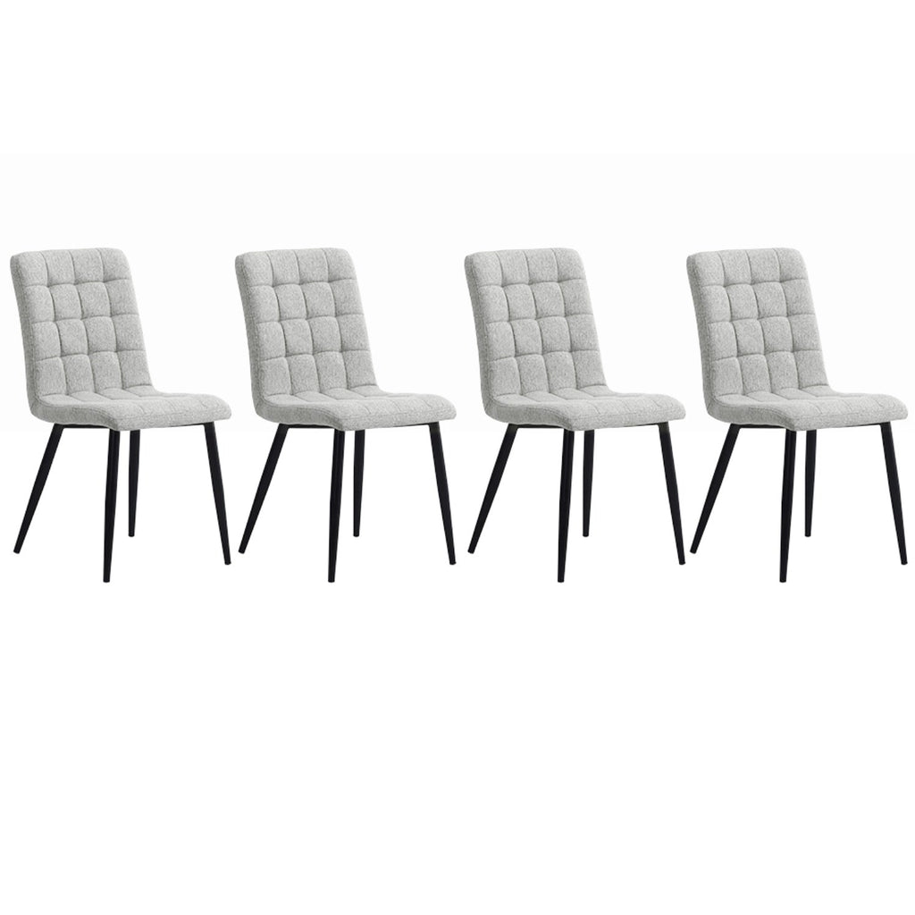 Set of 4 Linen Velvet Armless Dining Chairs