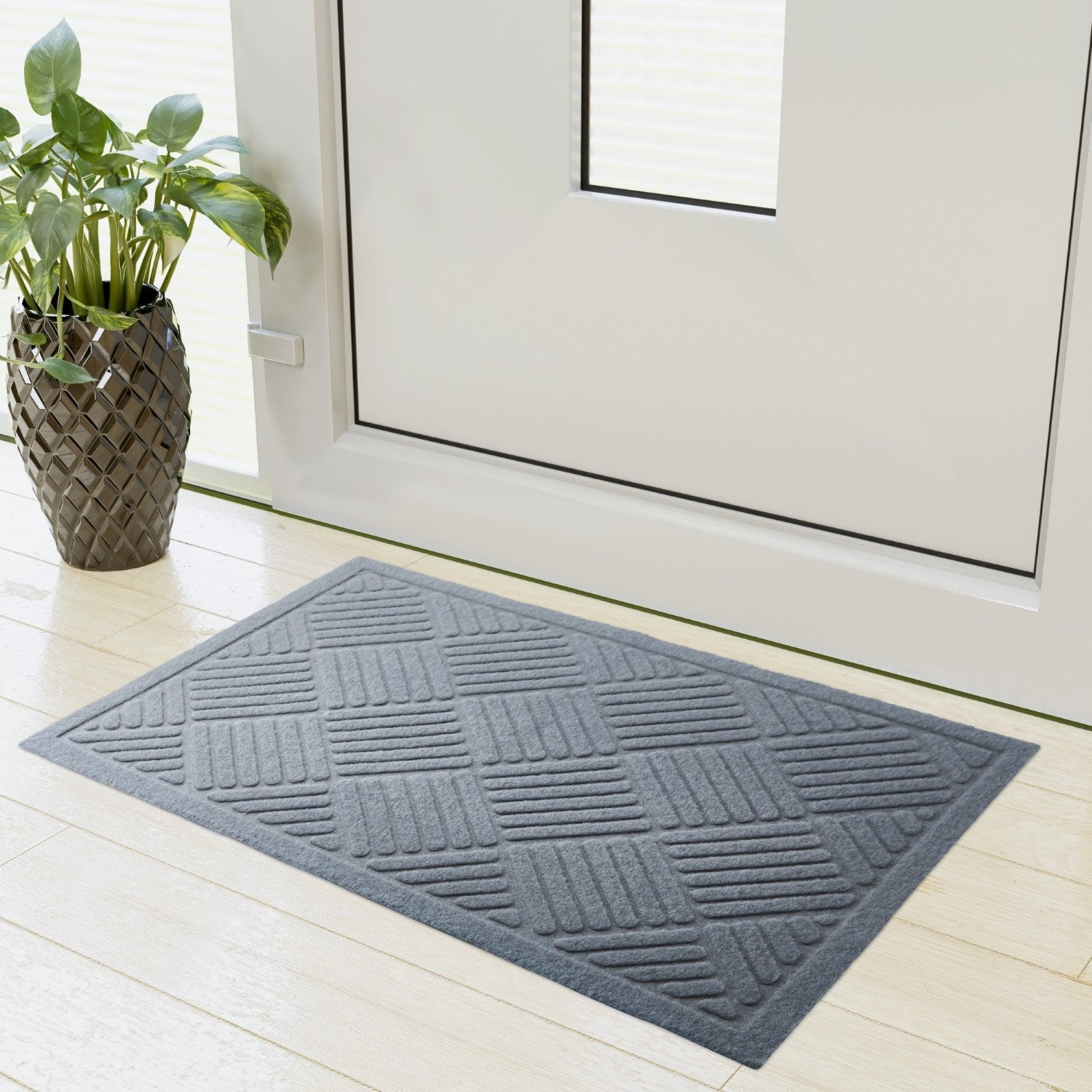 Cross Hatch Easy Care Absorbent Doormat in Grey