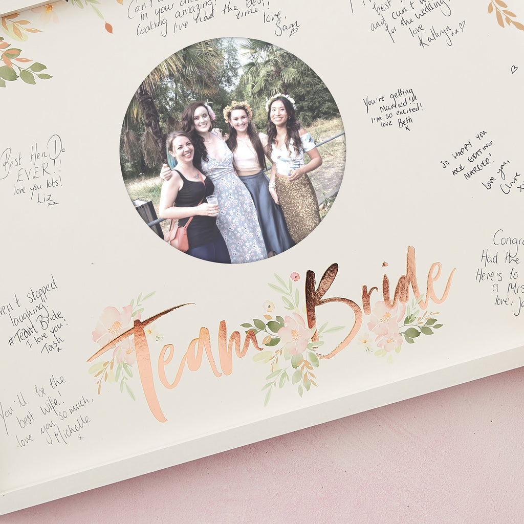 Floral Team Bride Hen Party Guest Book Frame- 5 Inner Pack