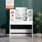 Hollywood Vanity Desk White with LED Mirror & Drawer