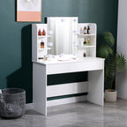 Hollywood Vanity Desk White with LED Mirror & Drawer
