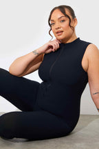 Built-In Bra Zip Front Sculpt and Control Unitard