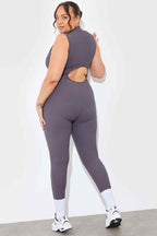 Built-In Bra Zip Front Sculpt and Control Unitard