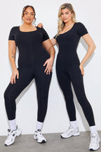 Contour Built-in Bra Short Sleeve Scoop Neck Unitard