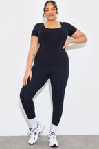 Contour Built-in Bra Short Sleeve Scoop Neck Unitard