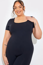 Contour Built-in Bra Short Sleeve Scoop Neck Unitard