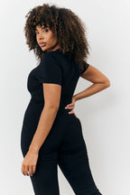 Sculpting Short Sleeve Wide Leg Jumpsuit